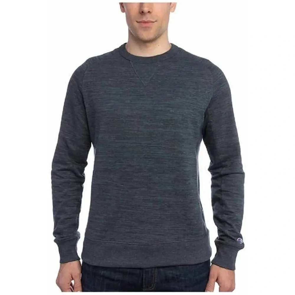 Champion Men's French Terry Crew Neck Long Sleeve Gray Sweatshirt Cotton Size M